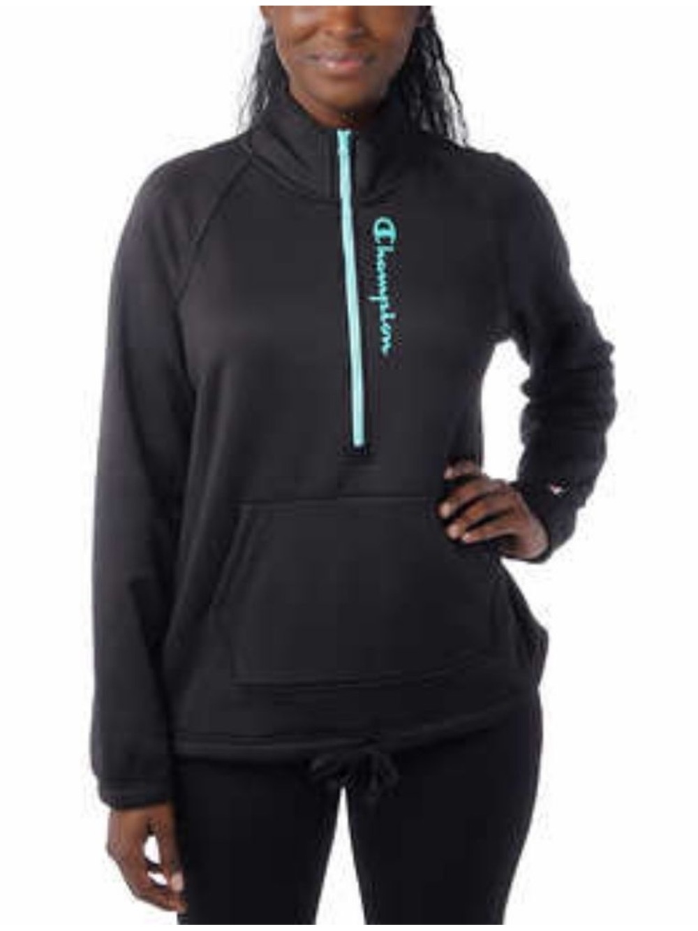 NWT Champion Ladies Quarter Zip Pullover BLACK - size XS - comfy cozy winter